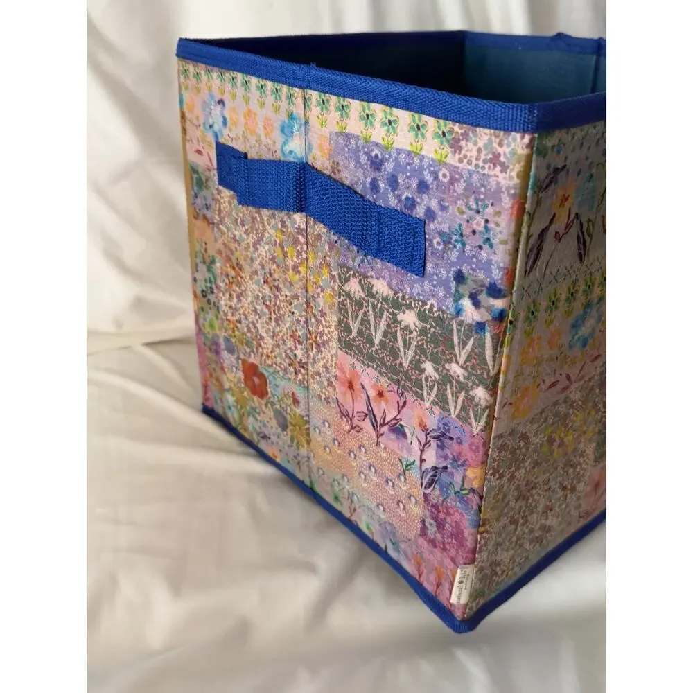 Natural Life Boho Flower Floral Collapsible Storage Cubes With Handles